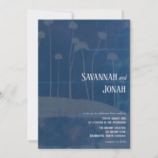 Invitación a matrimonio único de flores azules de