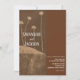 Invitación a matrimonio único de flores marrones d