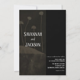 Invitación a matrimonio único de flores negras