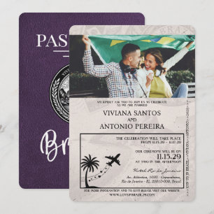 Invitación a matrimonio violeta púrpura en Brasil