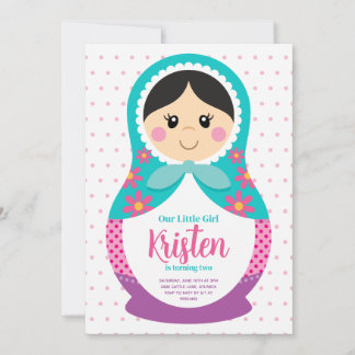 Invitación a Matryoshka, cumpleaños de muñeca rusa