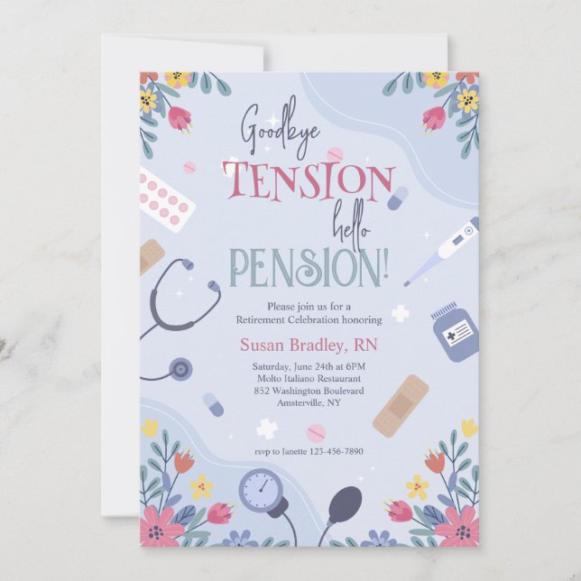 Invitación a Médica floral o jubilación de enferme (Anverso)