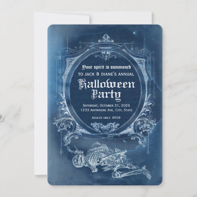 Invitación a Memento Mori en Halloween con rayos X (Anverso)