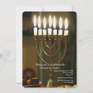 Invitación a Menorah Hanukkah Gold