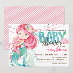 Invitación a Mermaid, Chica Baby Shower