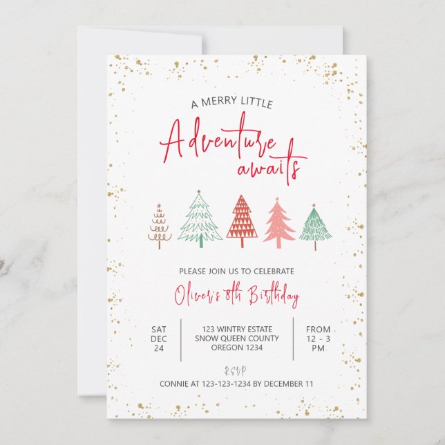 Invitación A Merry Little Adventure Awath, Boy 8º cumpleaños, (Anverso)