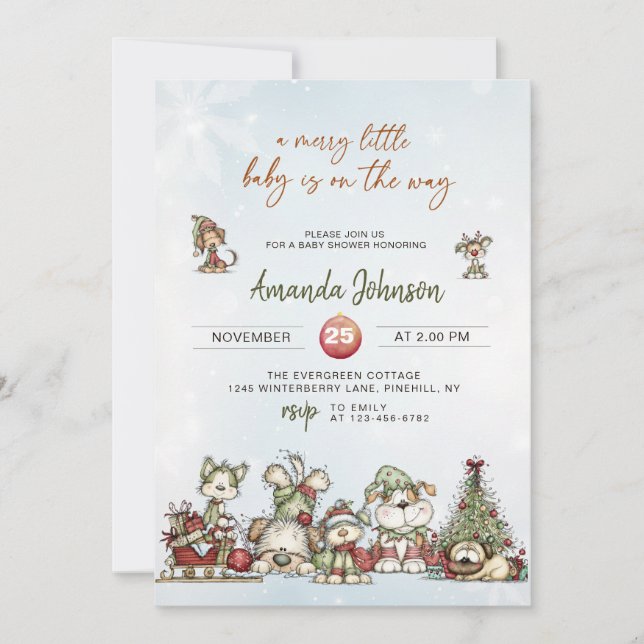 Invitación A Merry Little Baby is on the Way  (Anverso)