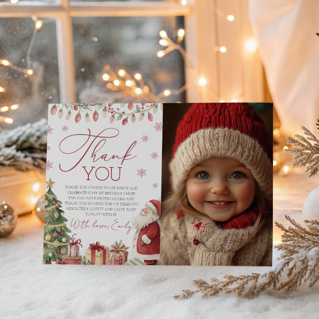 Invitación A Merry Little Birthday Photo Thank You (Subido por el creador)