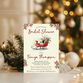 Invitación A Merry Little Bridal Shower, Christmas Sleigh
