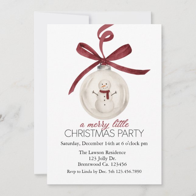 Invitación A Merry Little Christmas, Snowman (Anverso)