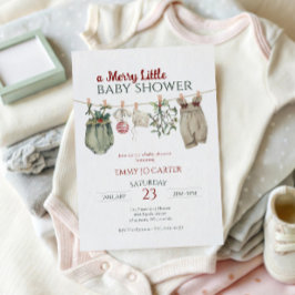 Invitación A Merry Little Girl Baby Shower Christmas Clothes