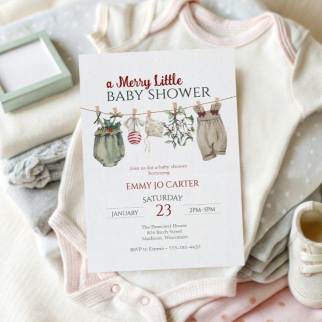 Invitación A Merry Little Girl Baby Shower Christmas Clothes (Subido por el creador)