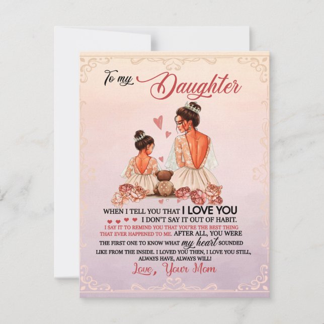 Invitación A Mi Hija Regalo, Hija Y Mamá, Carta De Amor (Anverso)