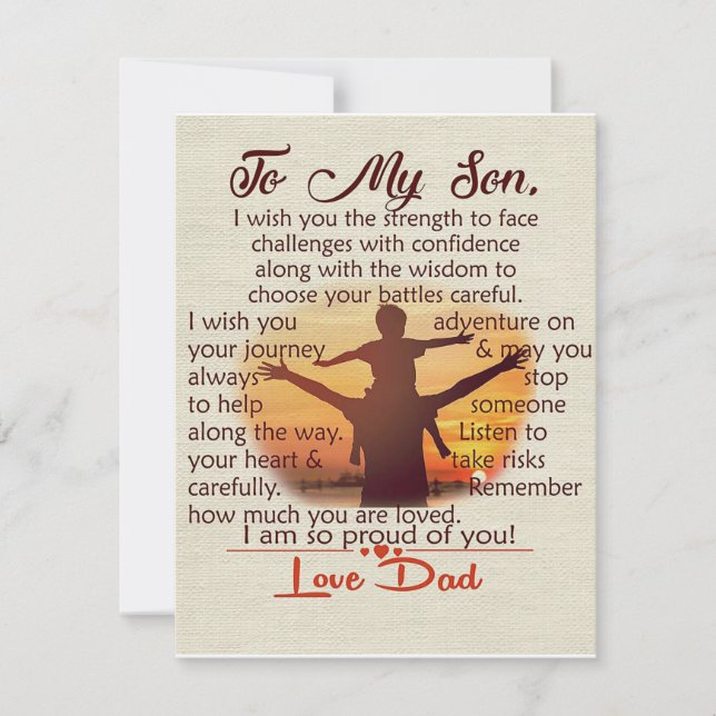 Invitación A mi hijo | Carta Encantadora A Él | (Anverso)