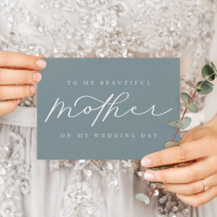 Invitación A Mi Madre En Mi Boda Dusty Blue Blank Card