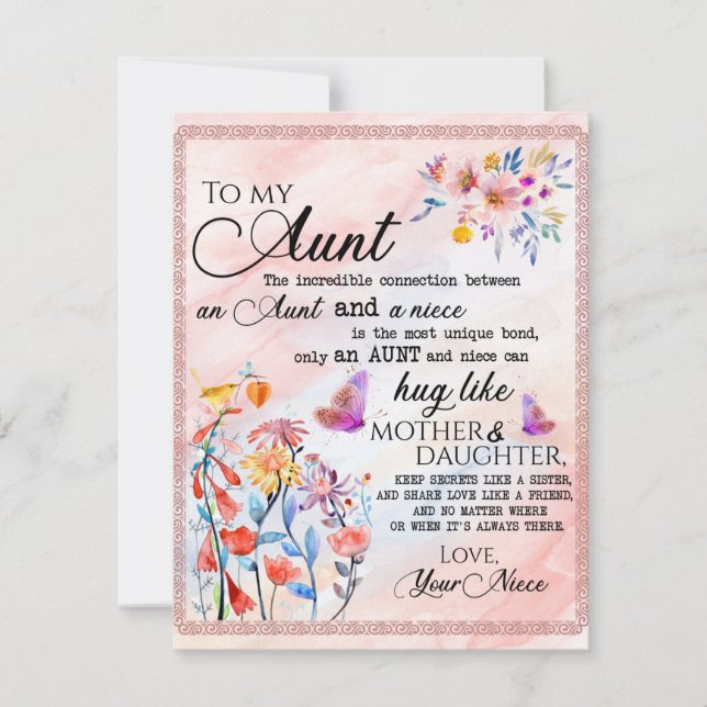 Invitación A Mi regalo de tía, regalo de mariposa de sobrina (Anverso)