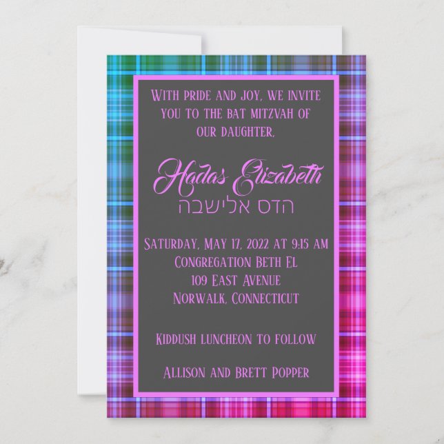 Invitación a Miami Nights Plaid (Anverso)
