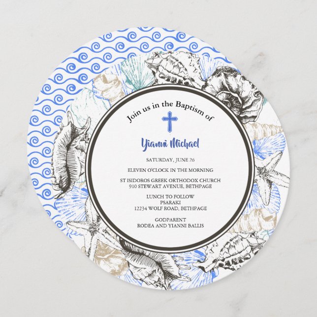 Invitación a Michael Round Baptism (Anverso / Reverso)