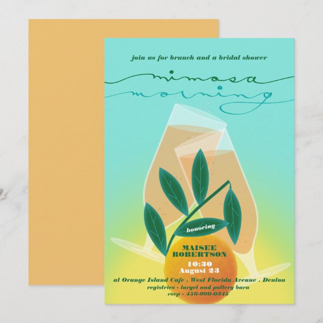Invitación a Mimosa Morning Bridal Brunch (Anverso / Reverso)