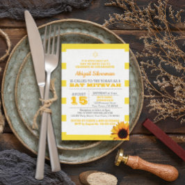 Invitación a Mitzvah con franja de oro y murciélag