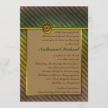 Invitación a Mitzvah de bar con rayas marrones y o