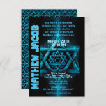 Invitación a Mitzvah de bar y azul eléctrico<br><div class="desc">Una divertida tarjeta eléctrica azul Bar Mitzvah Invitation.</div>