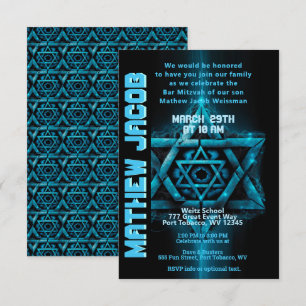 Invitación a Mitzvah de bar y azul eléctrico