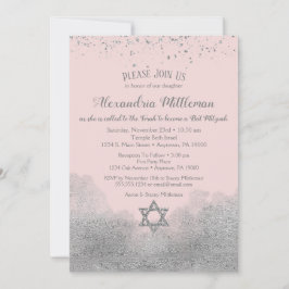 Invitación a Mitzvah de Bat de Plata Rosa