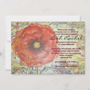 Invitación a Mitzvah de Bat de POPPY ROJO MUSICAL