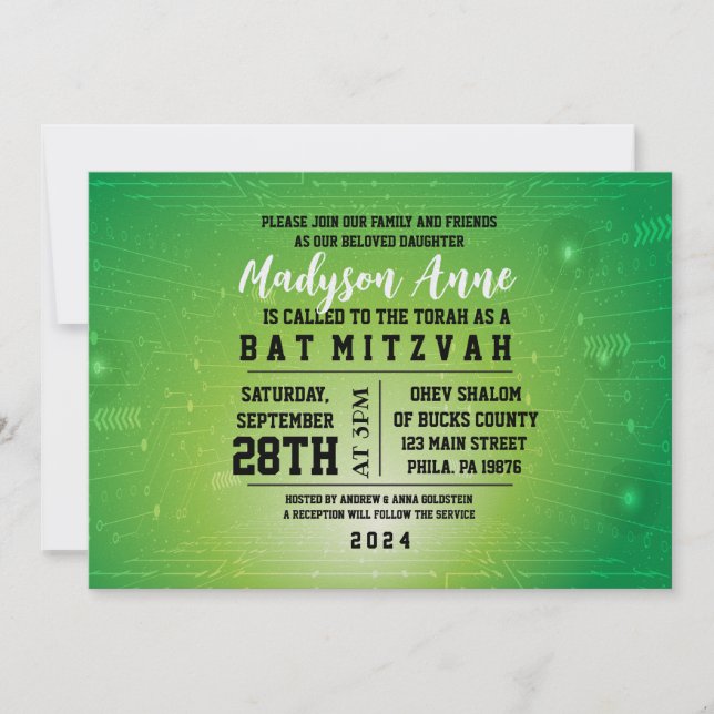 Invitación a Mitzvah de Bat DIGITAL para JUEGOS 3D (Anverso)
