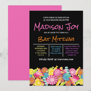 Invitación a Mitzvah de Bat Pink Bat