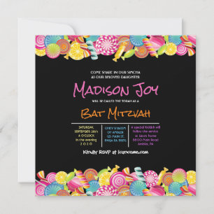 Invitación a Mitzvah de Bat Pink Bat