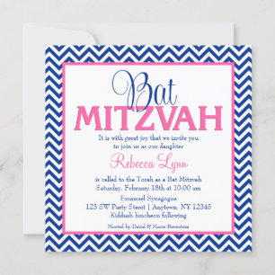 Invitación a Mitzvah de Bat Rosa Azul de la Armada