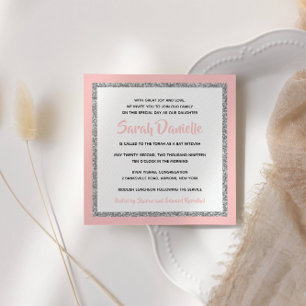 Invitación a Mitzvah de Bat Rosado y Plata