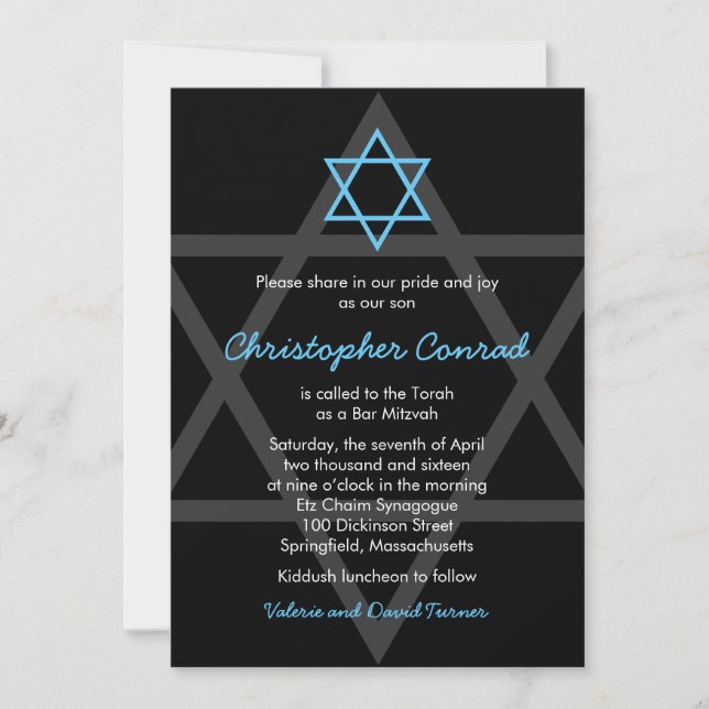 Invitación a Mitzvah de Black and Blue Bar (Anverso)