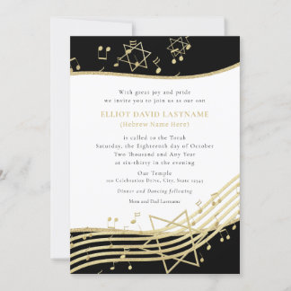 Invitación a Mitzvah de Black and Gold Music Bar
