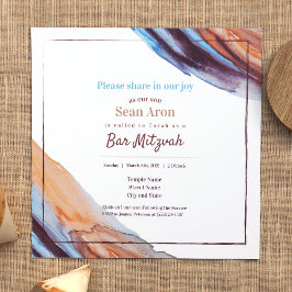 Invitación a Mitzvah de Blue Beige Eggplant Purple