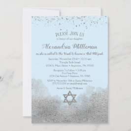 Invitación a Mitzvah de Blue Silver Bat