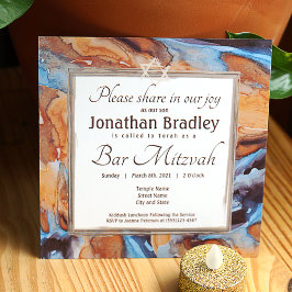 Invitación a Mitzvah de Caramel y Blue Marble Bar