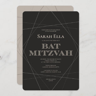 Invitación a Mitzvah de Geo Modern Silver Bat