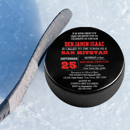Invitación a Mitzvah de Hockey Puck Round Bar