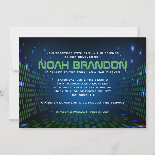 Invitación a Mitzvah de la barra de JUEGOS de VIDE (Anverso)