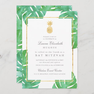 Invitación a Mitzvah de Pineapple Tropical Bat