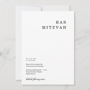 Invitación a Mitzvah del Bar Minimalista Personali