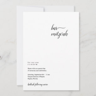 Invitación a Mitzvah del Bar Minimalista Personali