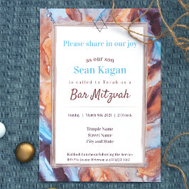 Invitación a Mitzvah del Beige Aqua Blue Bar