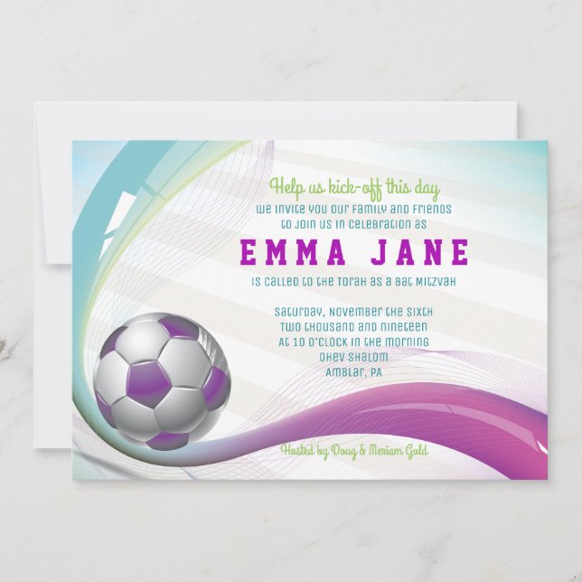 Invitación a Mitzvah del CHICA de SOCCER Bar (Anverso)