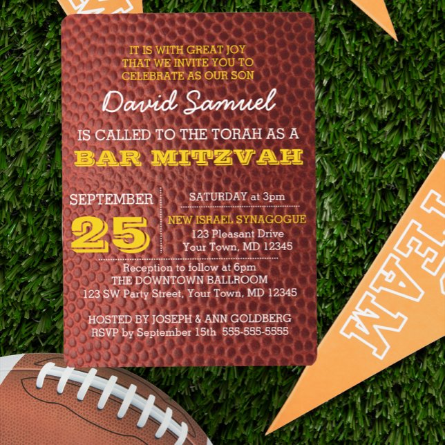 Invitación a Mitzvah del Footbal Gold Bar (Subido por el creador)