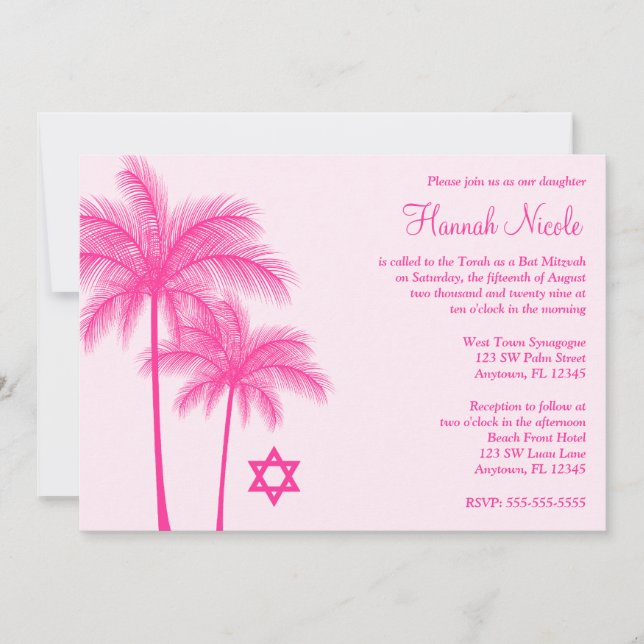 Invitación a Mitzvah del murciélago tropical de pa (Anverso)