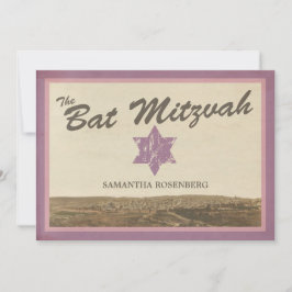 Invitación a Mitzvah del murciélago vintage de Jer